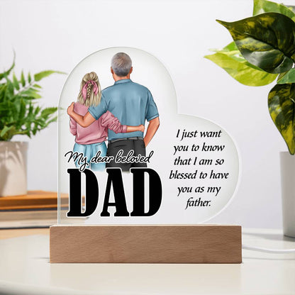 Spectacular Printed Heart Acrylic Plaque FOR DAD