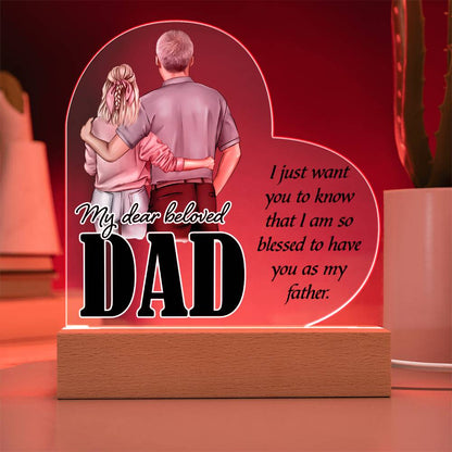 Spectacular Printed Heart Acrylic Plaque FOR DAD