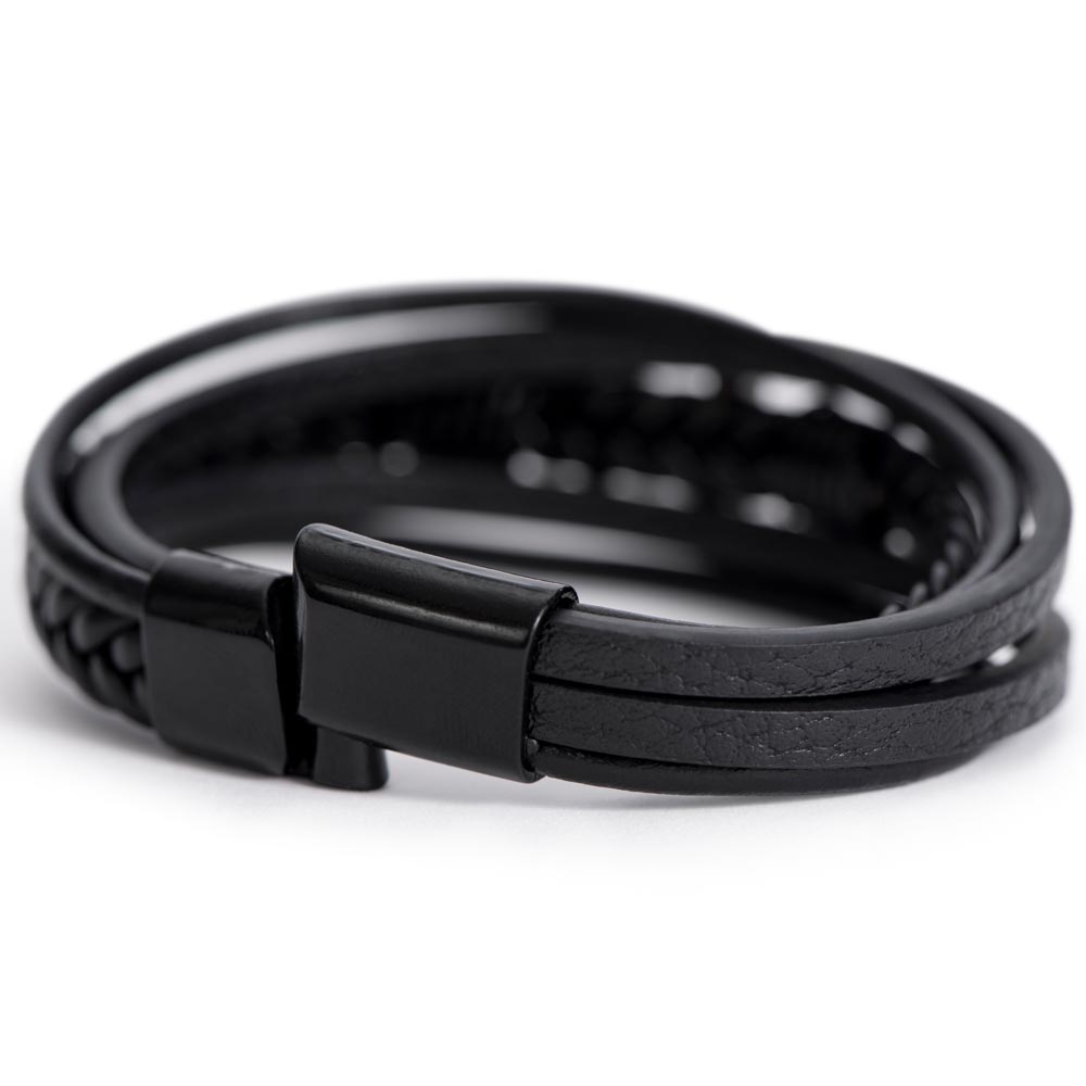 Trending Men's Luxury "The Cross" Leather Bracelet with Love Message Card JUST FOR HIM