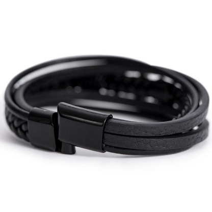 Trending Men's Luxury "The Cross" Leather Bracelet with Love Message Card JUST FOR HIM